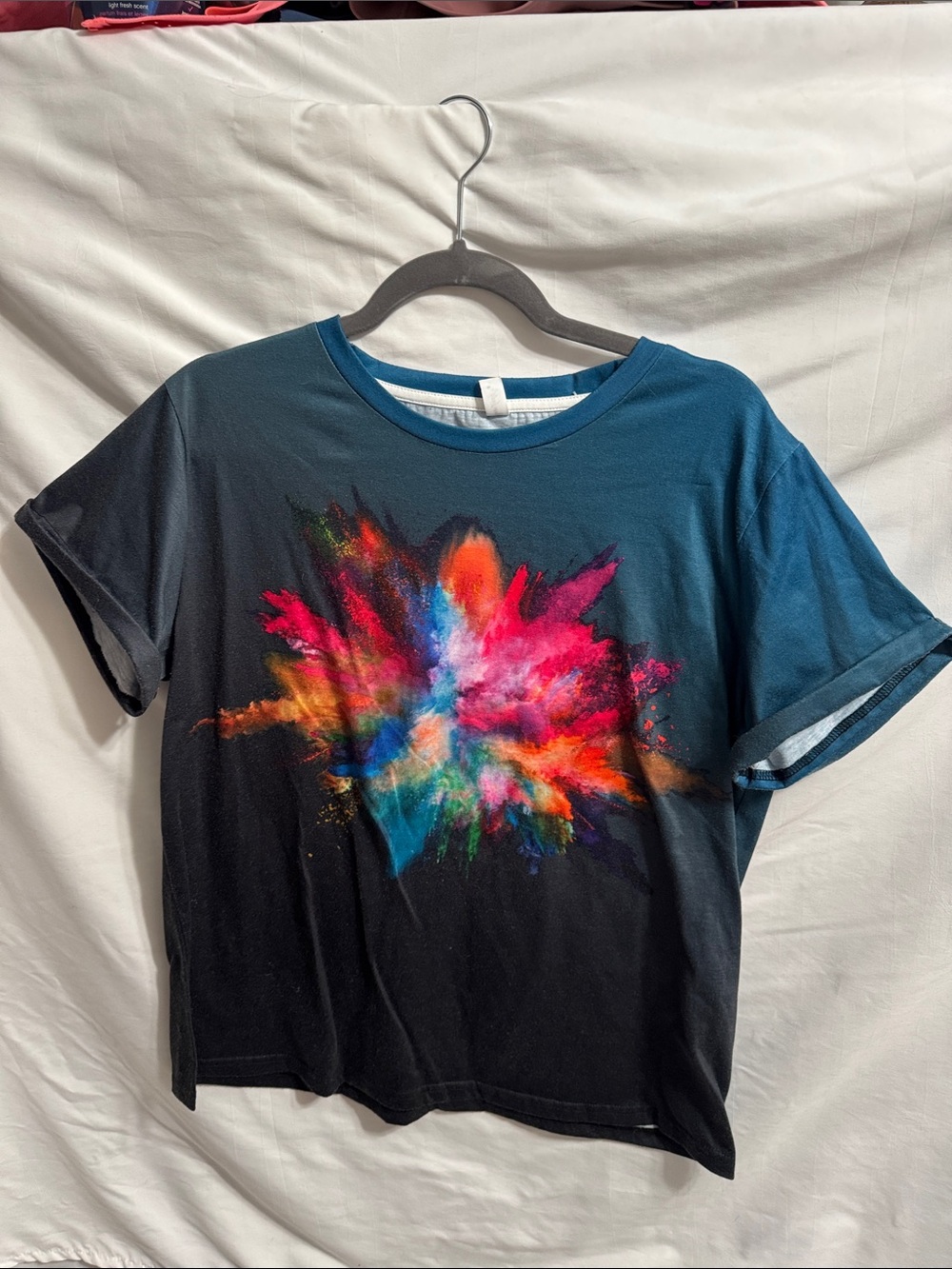Pixie Lady Teal tee with Multicolor Print